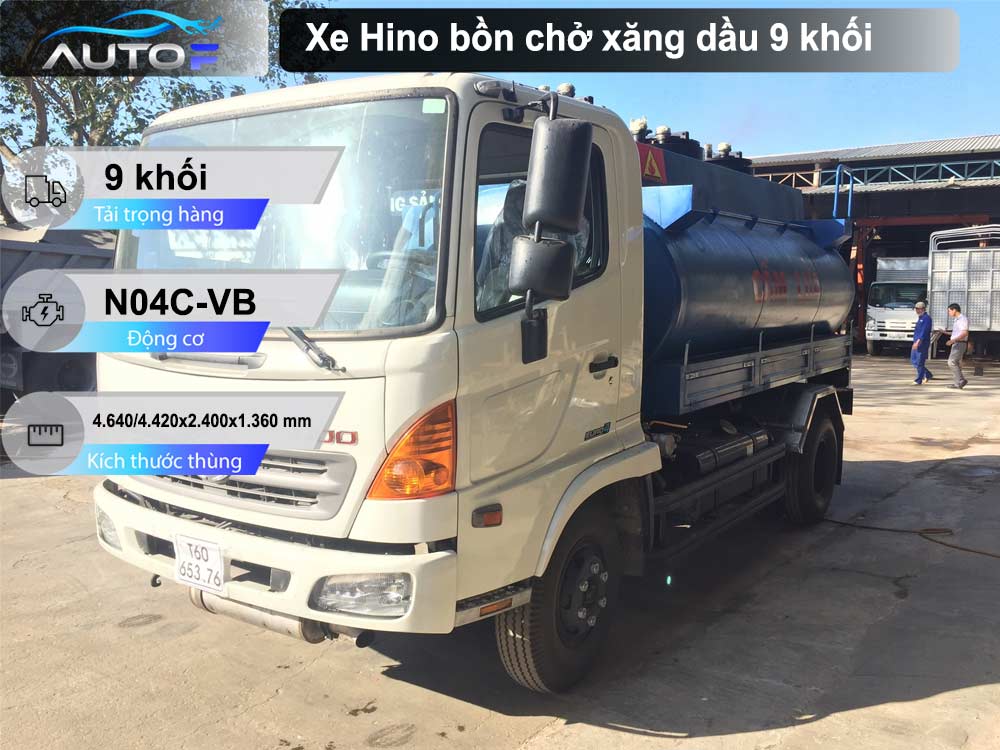 Xe Hino bồn chở xăng dầu 9 khối